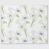 Witte waterverf anemonbloemen op wit cadeaupapier (Vlak)
