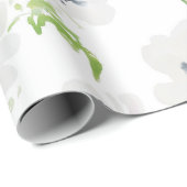 Witte waterverf anemonbloemen op wit cadeaupapier (Rol Hoek)