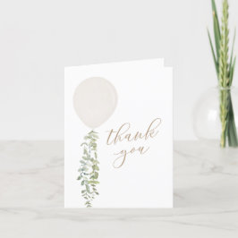 Witte Waterverf ballon Eucalyptus Baby shower Bedankkaart