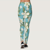 Witte Waterverf bloeit groene bladeren Leggings (Achterkant)