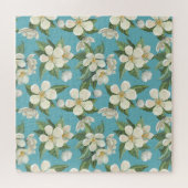 Witte Waterverf bloeit groene bladeren Legpuzzel (Horizontaal)