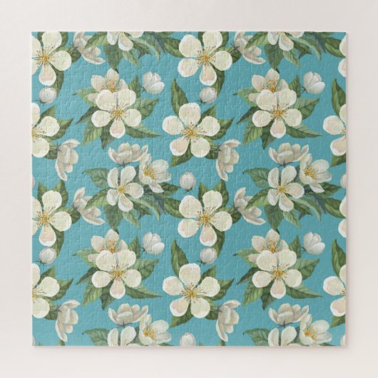 Witte Waterverf bloeit groene bladeren Legpuzzel (Verticaal)