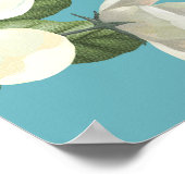 Witte Waterverf bloeit groene bladeren Poster (Hoek)