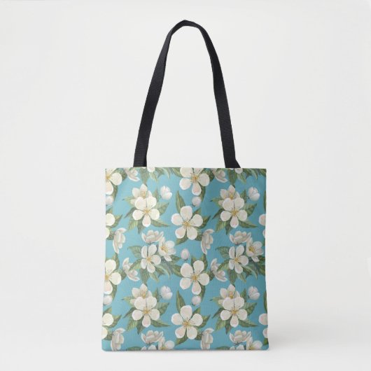 Witte Waterverf bloeit groene bladeren Tote Bag (Voorkant)