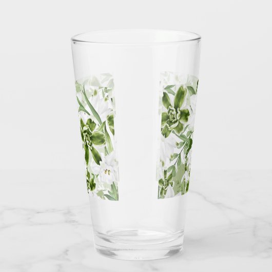 Witte Waterverf Bloemen 2 Glas (Rechts)