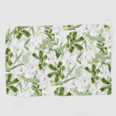 Witte Waterverf Bloemen 2 Golfhanddoek (Horizontaal)