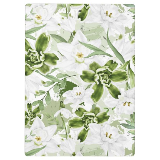 Witte Waterverf Bloemen 2 Klembord (Achterkant)