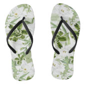 Witte Waterverf Bloemen 2 Teenslippers (Voetbed)