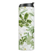 Witte Waterverf Bloemen 2 Thermosbeker (Gedraaid links)