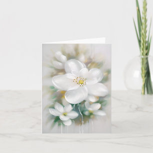 Witte waterverf bloemen aanpasbaar kaart