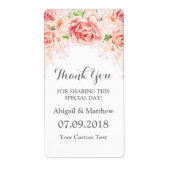 Witte Waterverf Bloemen Blush Bruiloft Labels (Voorkant)
