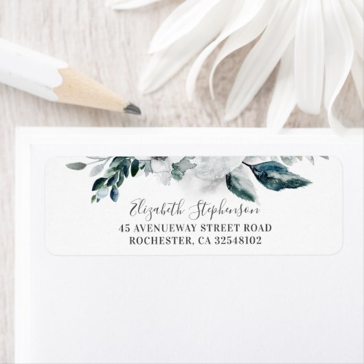 Witte Waterverf Bloemen Bruiloft Etiket (Insitu)