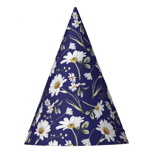 Witte Waterverf bloemen Feesthoedjes (Voorkant)