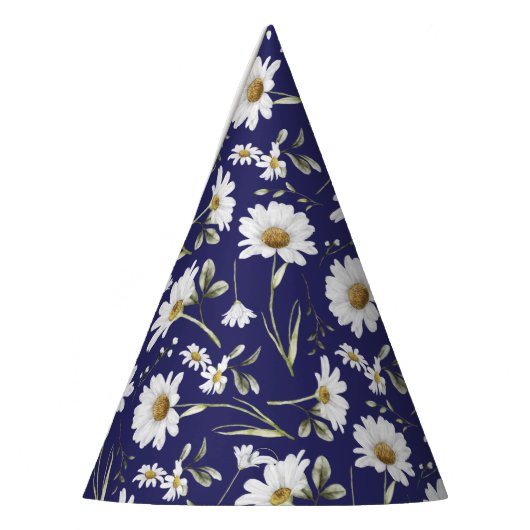 Witte Waterverf bloemen Feesthoedjes (Links)