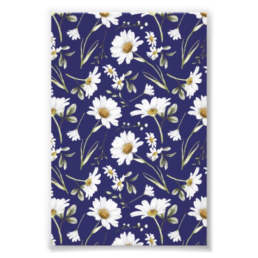 Witte Waterverf bloemen Foto Afdruk (Voorkant)