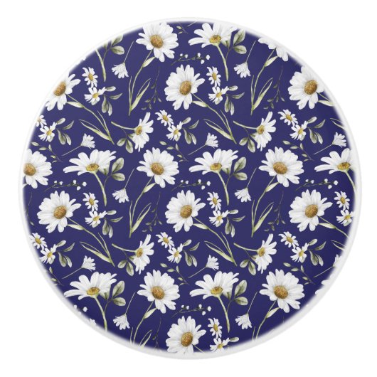 Witte Waterverf bloemen Keramische Knop (Voorkant)