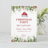 Witte Waterverf Bloemen Kerstfeest Uitnodigen Kaart (Staand voorkant)