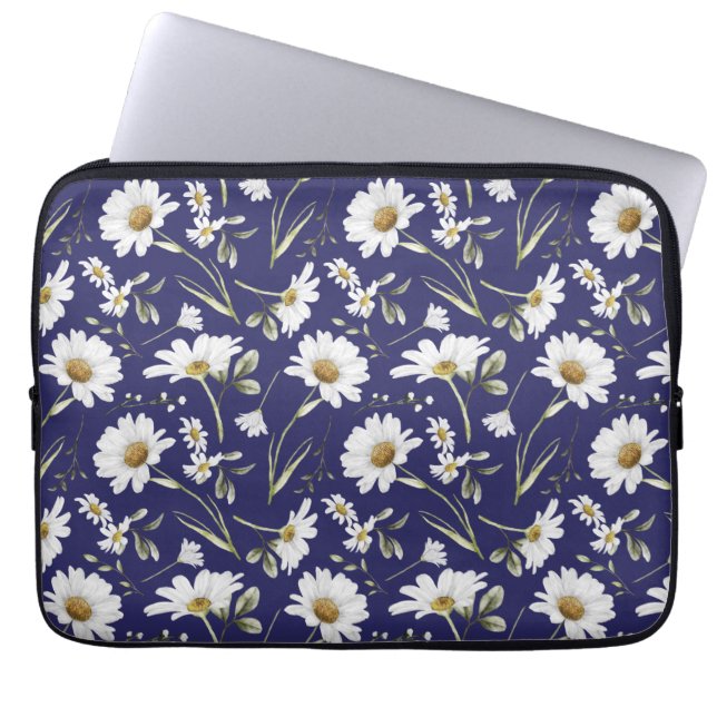 Witte Waterverf bloemen Laptop Sleeve (Voorkant)