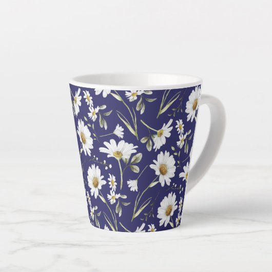 Witte Waterverf bloemen Latte Mok (Rechterhoek)