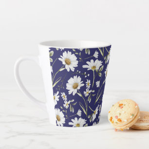 Witte Waterverf bloemen Latte Mok