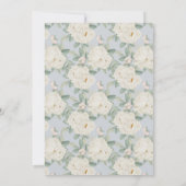 Witte waterverf Bloemen, lichtblauwe bruiloft Kaart (Achterkant)