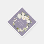 Witte Waterverf Bloemen op Lavendel Bruiloft Servet (Hoek)