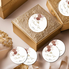 Witte Waterverf Bloemen Rustiek Goud Moslim Favori Ronde Sticker