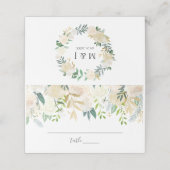 Witte Waterverf bloemenbruiloft Plaatskaartje (Buitenkant ongevouwen)