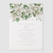 Witte Waterverf bloemenbruiloft Vellum Uitnodigingen (Voorkant)