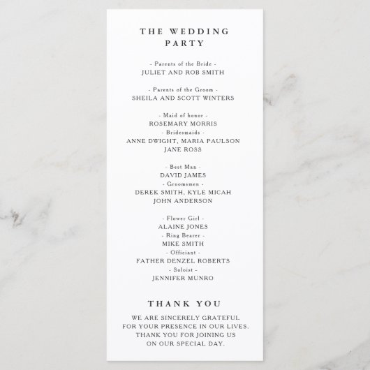 Witte waterverf bloemengroen bruiloft programma programmakaart (Achterkant)