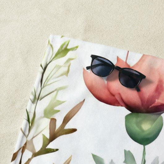 Witte Waterverf Bloementuin Strandlaken (In situ)