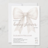 Witte Waterverf Bow Baby shower minimalistisch Kaart (Voorkant)