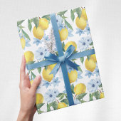 Witte Waterverf citroen en bloemen inpakpapier