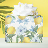 Witte Waterverf citroen en bloemen inpakpapier