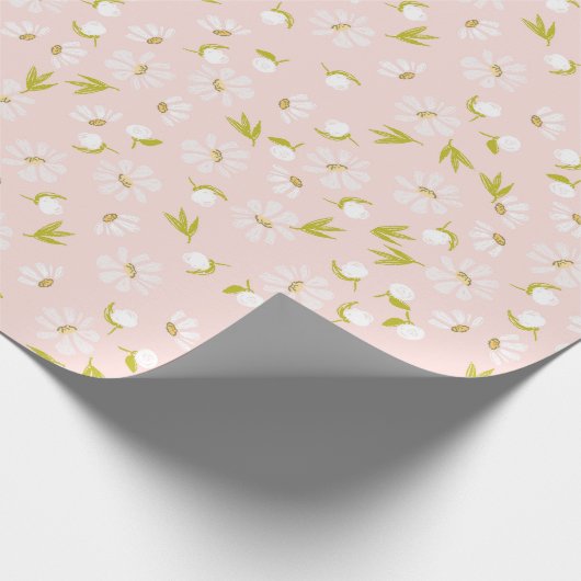 Witte Waterverf Dagen op roze Cadeaupapier (Hoek)