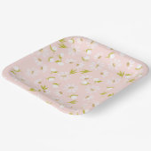 Witte Waterverf Dagen op roze Papieren Bordje (Gebogen)