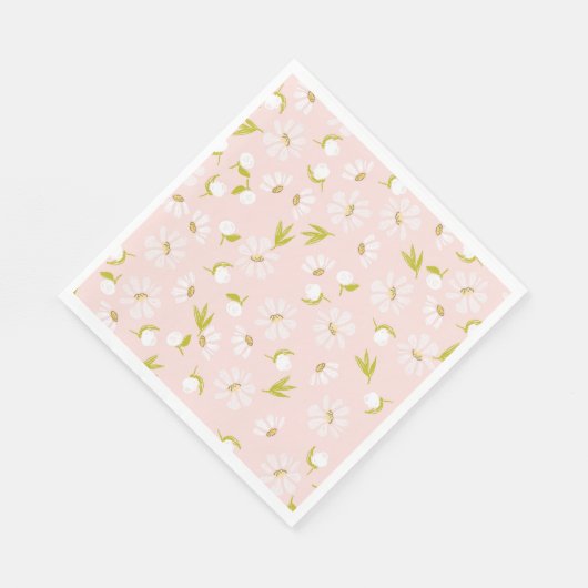 Witte Waterverf Dagen op roze Servet (Hoek)