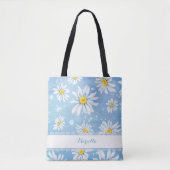 Witte Waterverf Daisies Tote Bag (Voorkant)