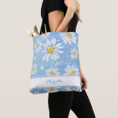 Witte Waterverf Daisies Tote Bag (Dichtbij)