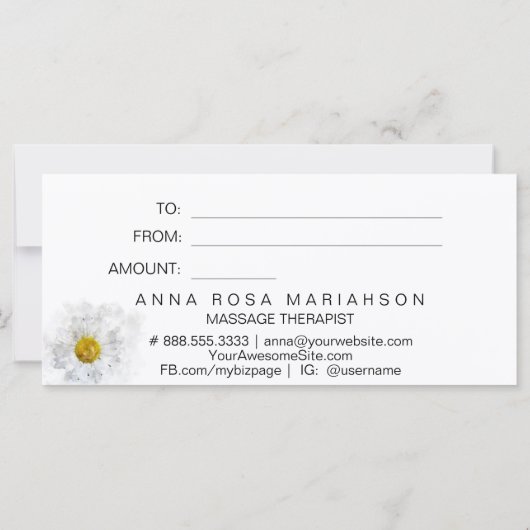 *~* Witte Waterverf Daisy Heart Minimalist Girly (Achterkant)