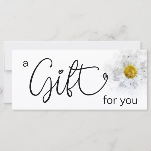 *~* Witte Waterverf Daisy Heart Minimalist Girly (Voorkant)