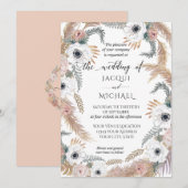 Witte Waterverf Floral BOHO Pampas Grass Tropical Kaart (Voorkant / Achterkant)