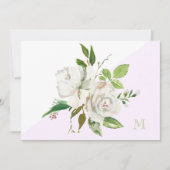 Witte Waterverf Floral Monogram Note Kaart (Voorkant)
