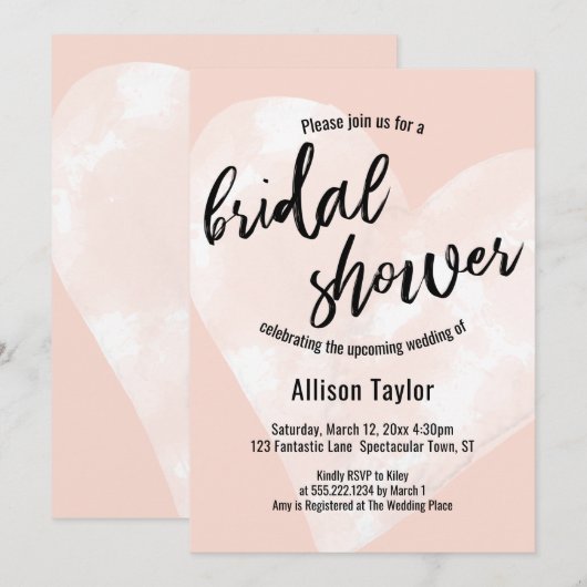 Witte Waterverf Harde zwarte roze Vrijgezellenfees Kaart (Voorkant / Achterkant)