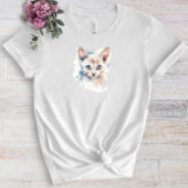 Witte waterverf kat t-shirt