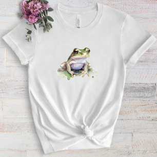 Witte waterverf kikker t-shirt