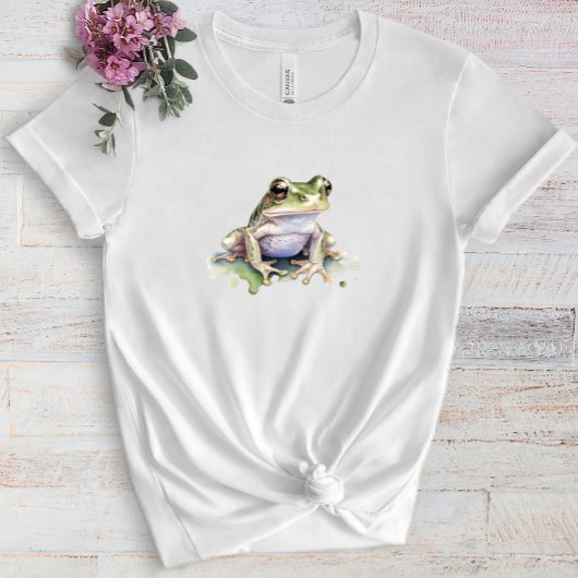 Witte waterverf kikker t-shirt