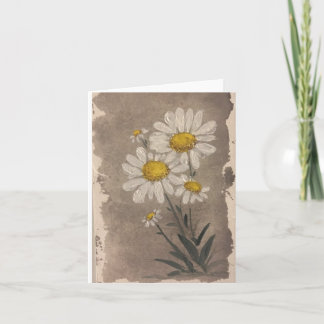 Witte waterverf madeliefjes- gevouwen lege kaart