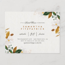 Witte Waterverf Magnolia Floral Vrijgezellenfeest Uitnodiging Briefkaart