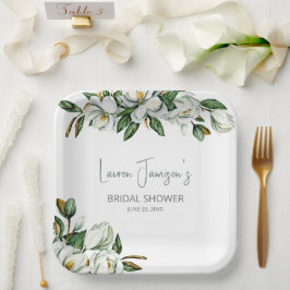 Witte Waterverf Magnolia Greenery Vrijgezellenfees Papieren Bordje